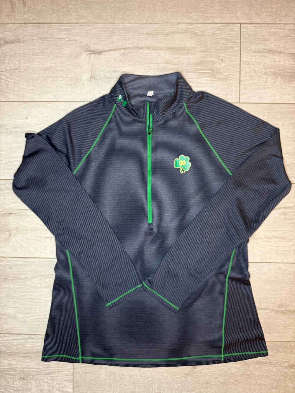 Title Under Armour Notre Dame Fighting Irish 1/4 Zip Pullover Mens Medium Stripe